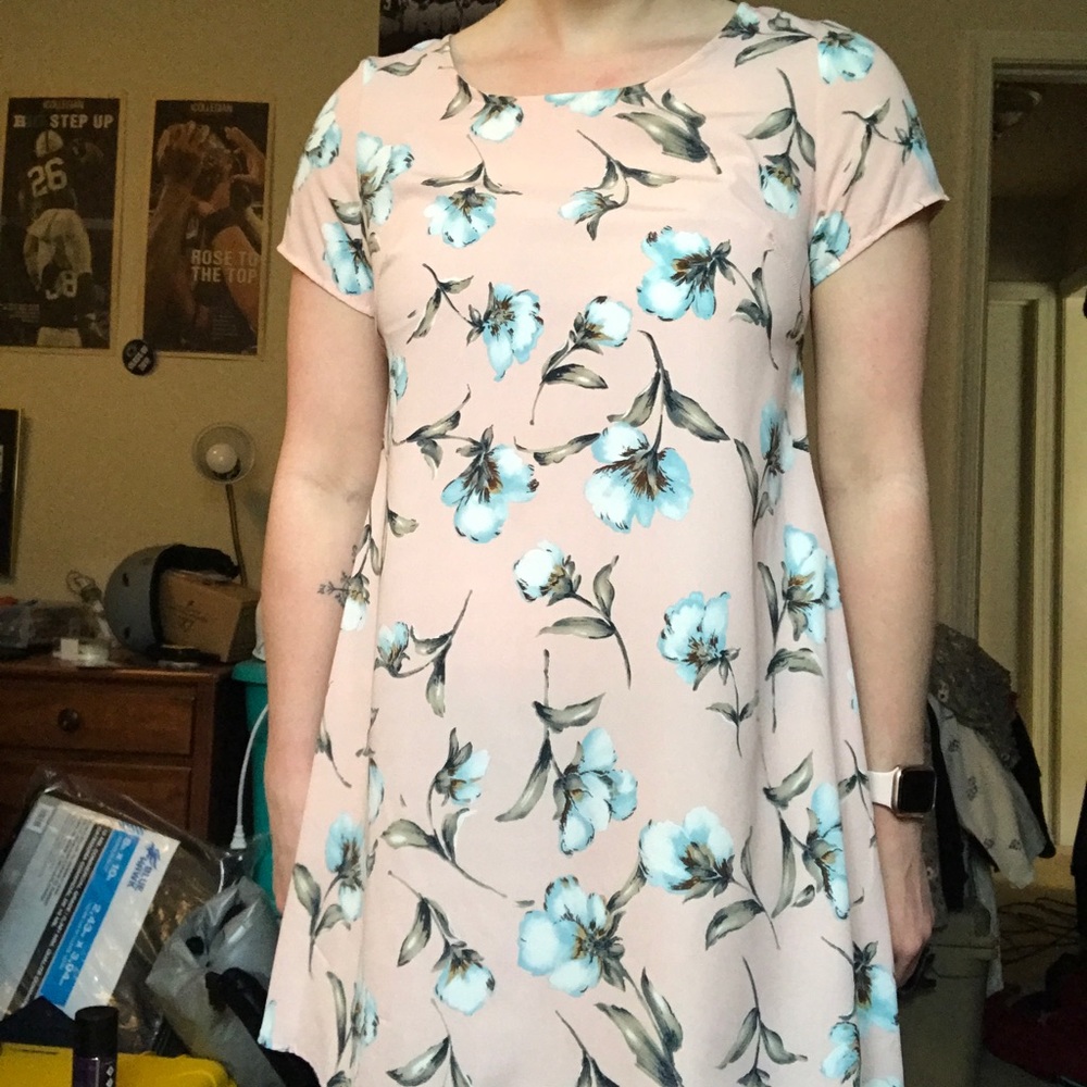 Pale pink floral swing dress